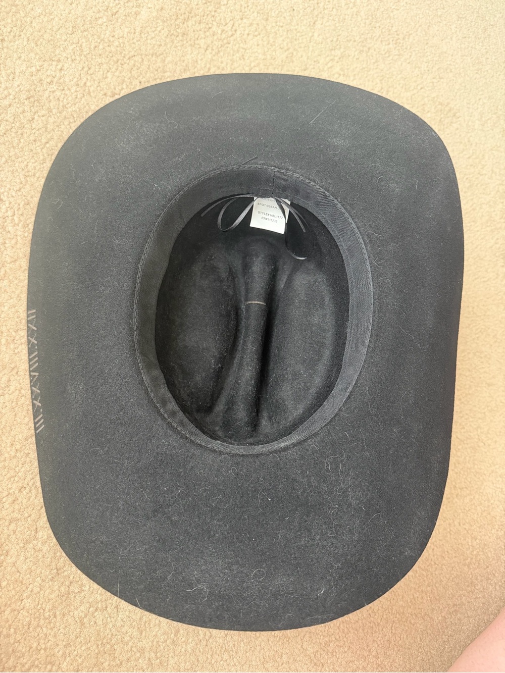 Black Western Felt Cowboy Hat with Brown & Cream Band - Picture 6 of 7